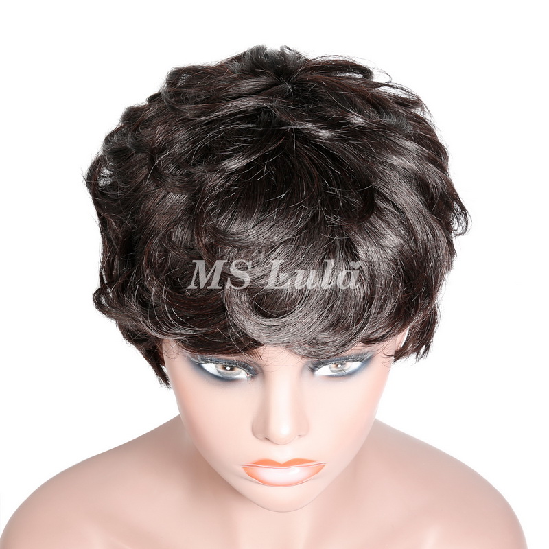 Natural Color Pixie Cut Human Hair Wig Machine-made Wig for Women - 图片 5